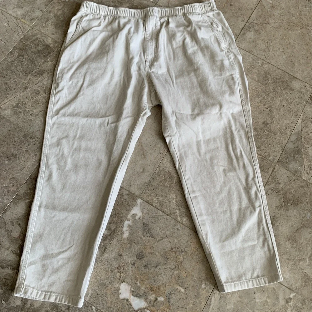 The Territory Ahead Pants Men XL Beige Stretch Cotton Knit Drawstring ALTERED